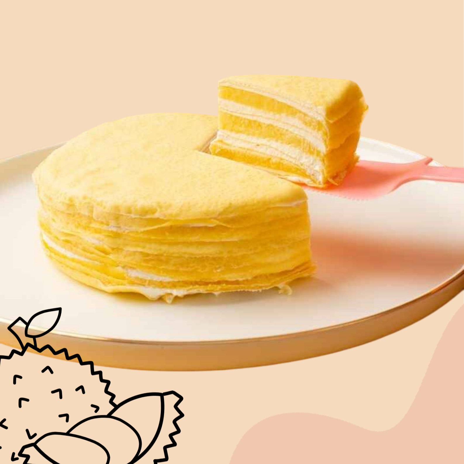 Fairy Port Frozen Musang King Durian Mille Crepe Cake 6-Inch Fairy Port Frozen Musang King Durian Mille Crepe Cake 6-Inch