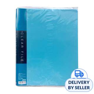 A4 Clear File Holder Book 20 Pockets Blue