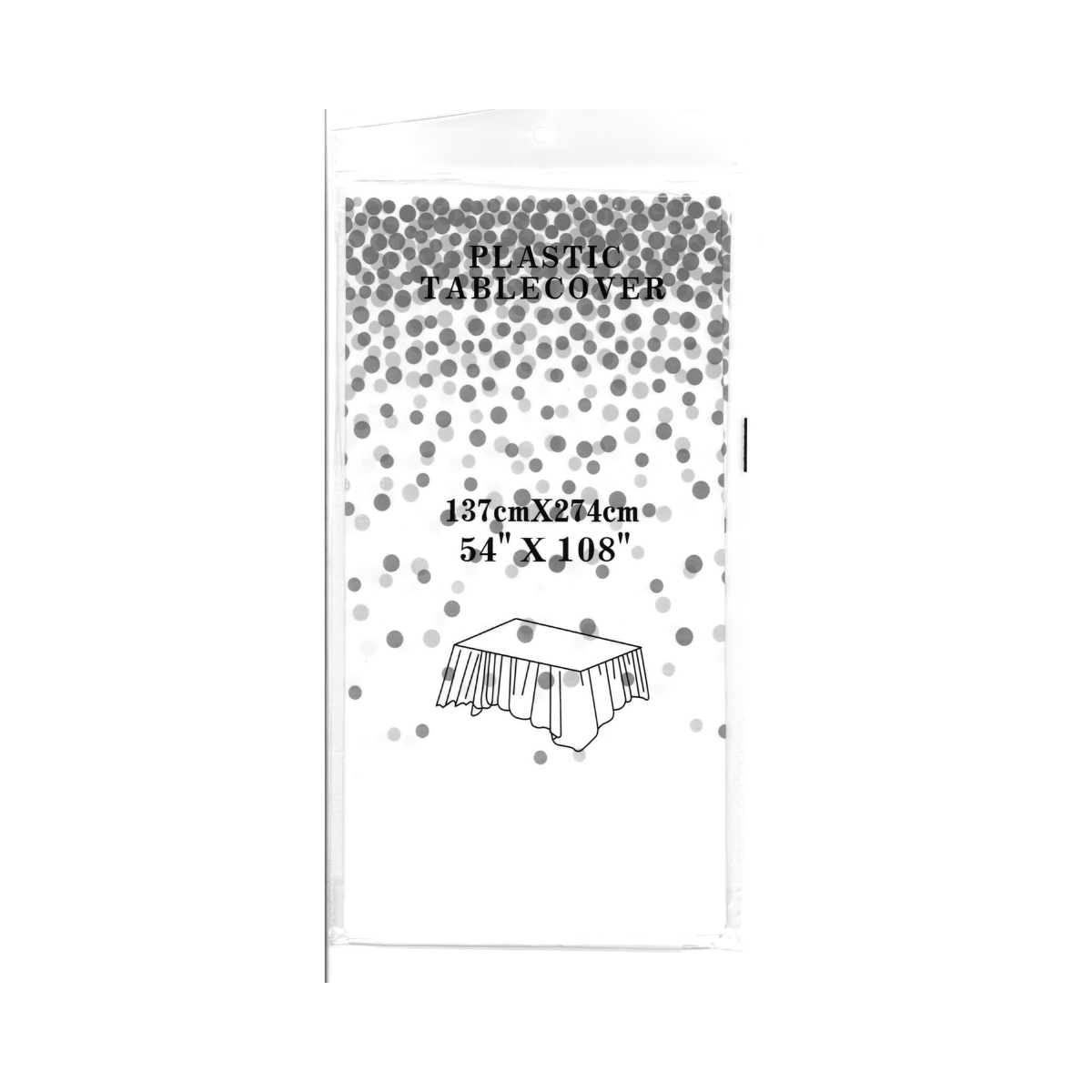 Disposable Tablecloth - White Silver Dots