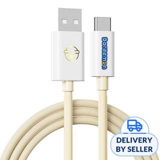 Doraemon USB A to Type C 6A Fast Charging Cable Beige Color