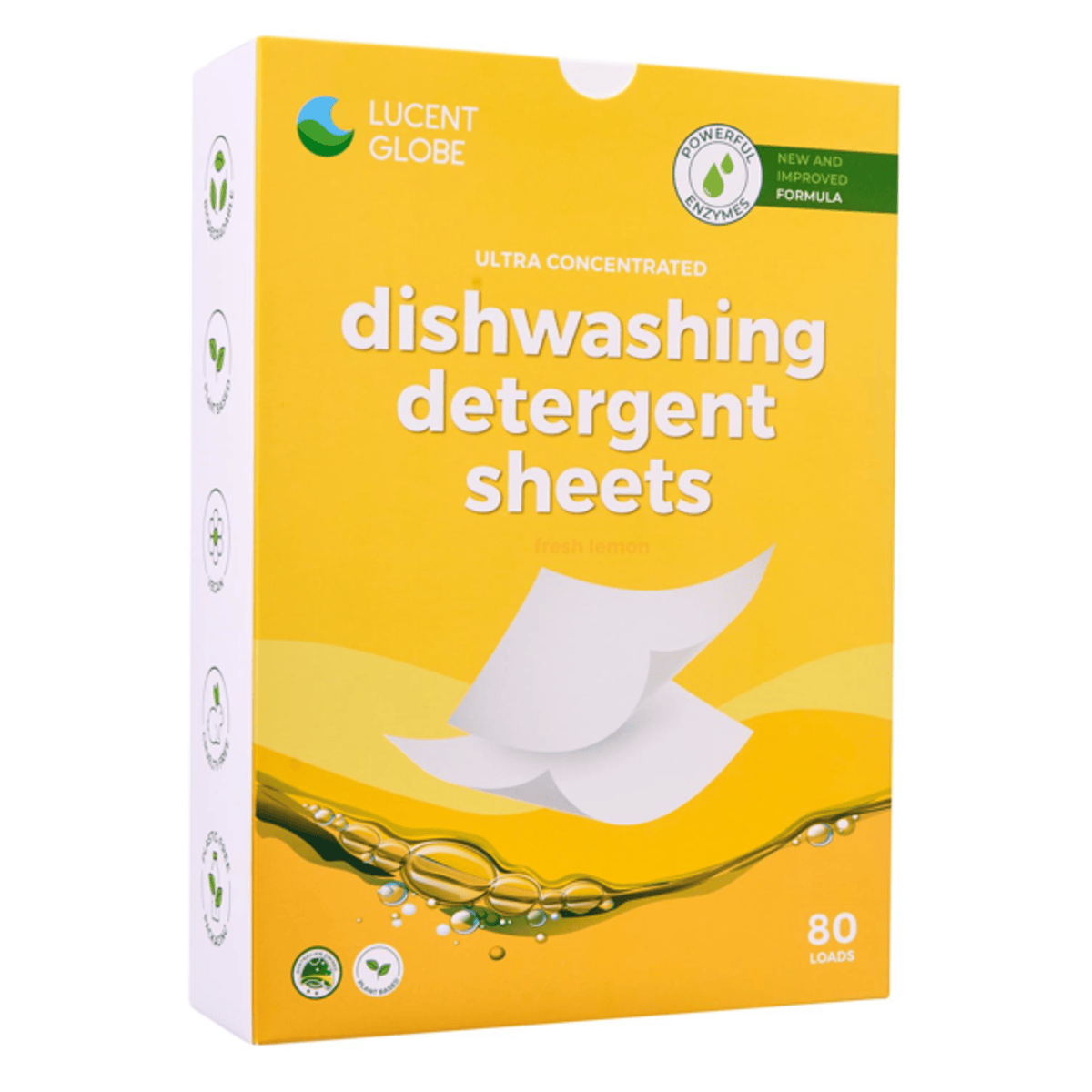 Lucent Globe Lemon Scented Dishwashing Detergent - 80 Sheets