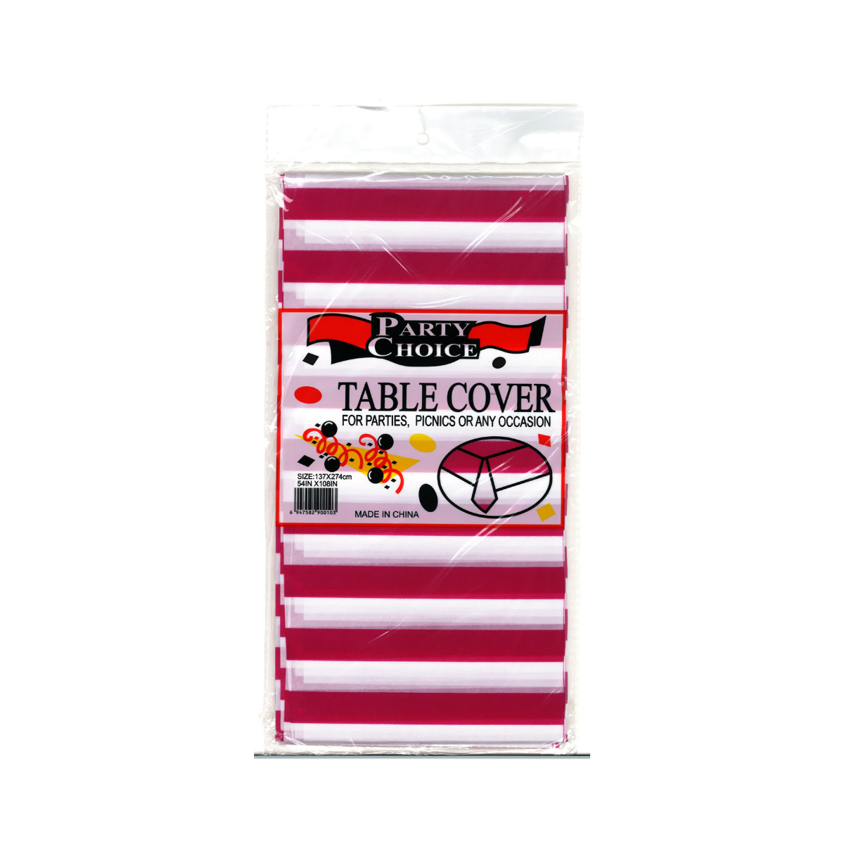 Disposable Tablecloth - Rose Red Stripes