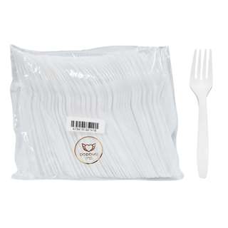 Dodomu Disposable 7 Inch Plastic Fork - White