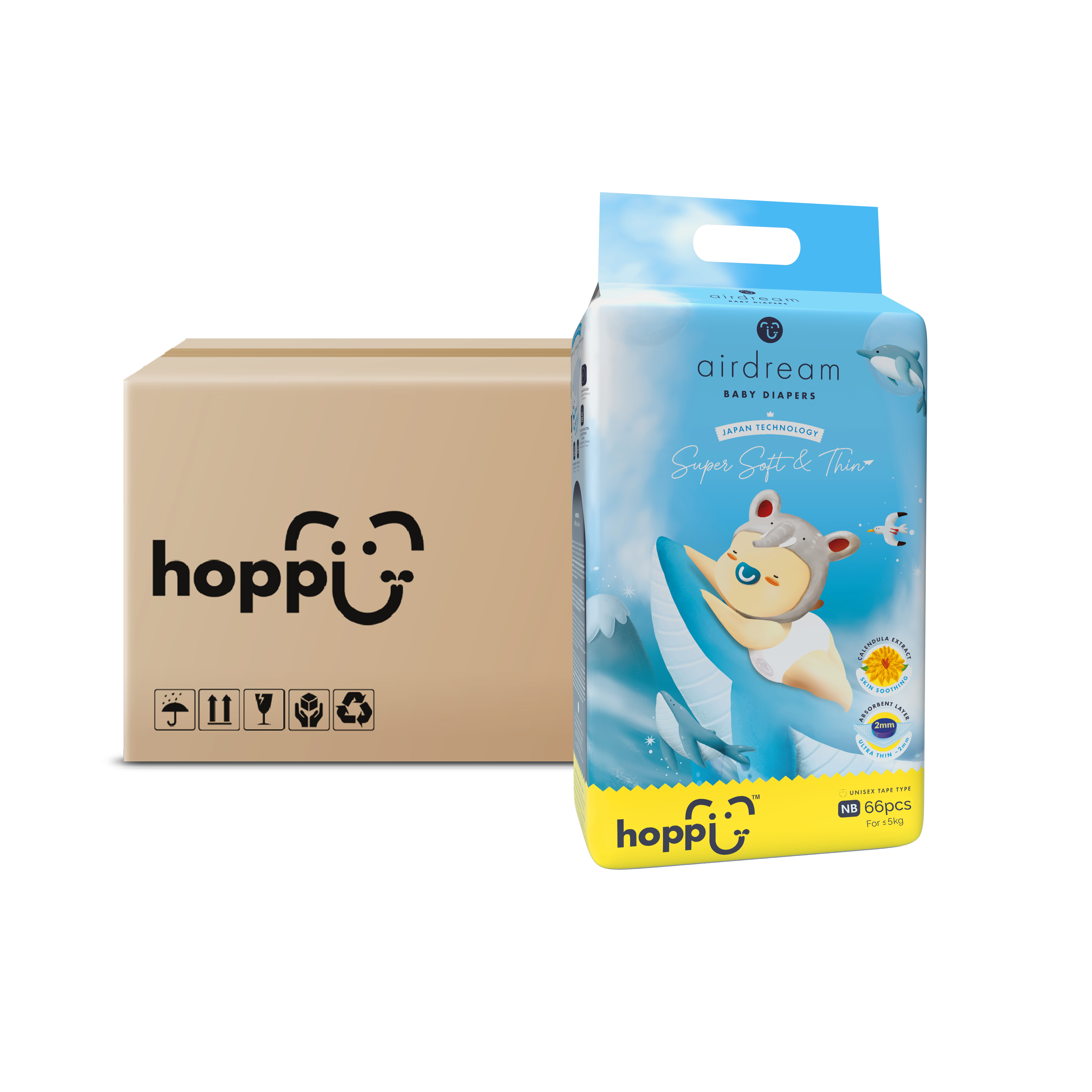 Hoppi AirDream Baby Diapers Tape New Born (0-5kg)