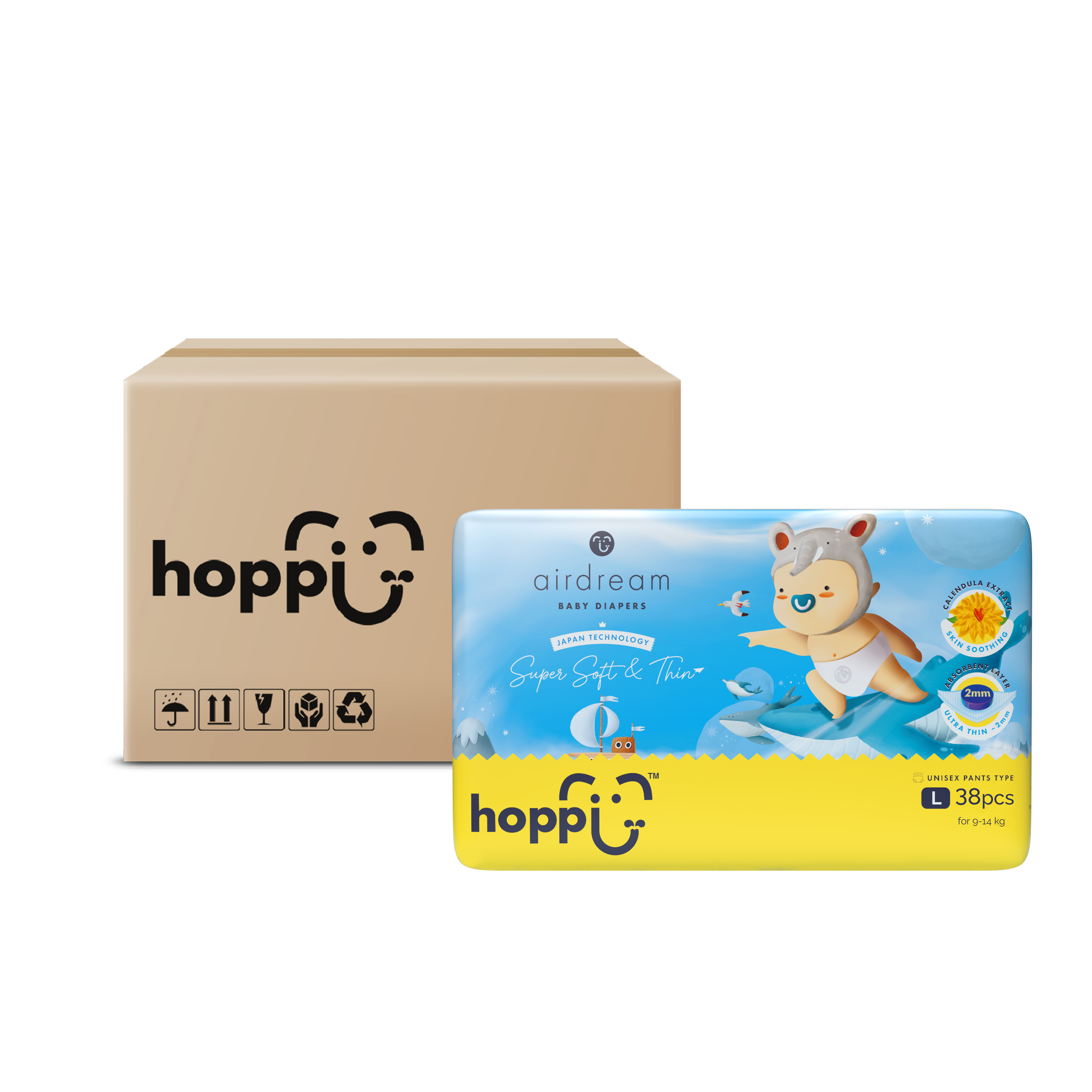Hoppi AirDream Baby Diapers Pants L (9-14kg)