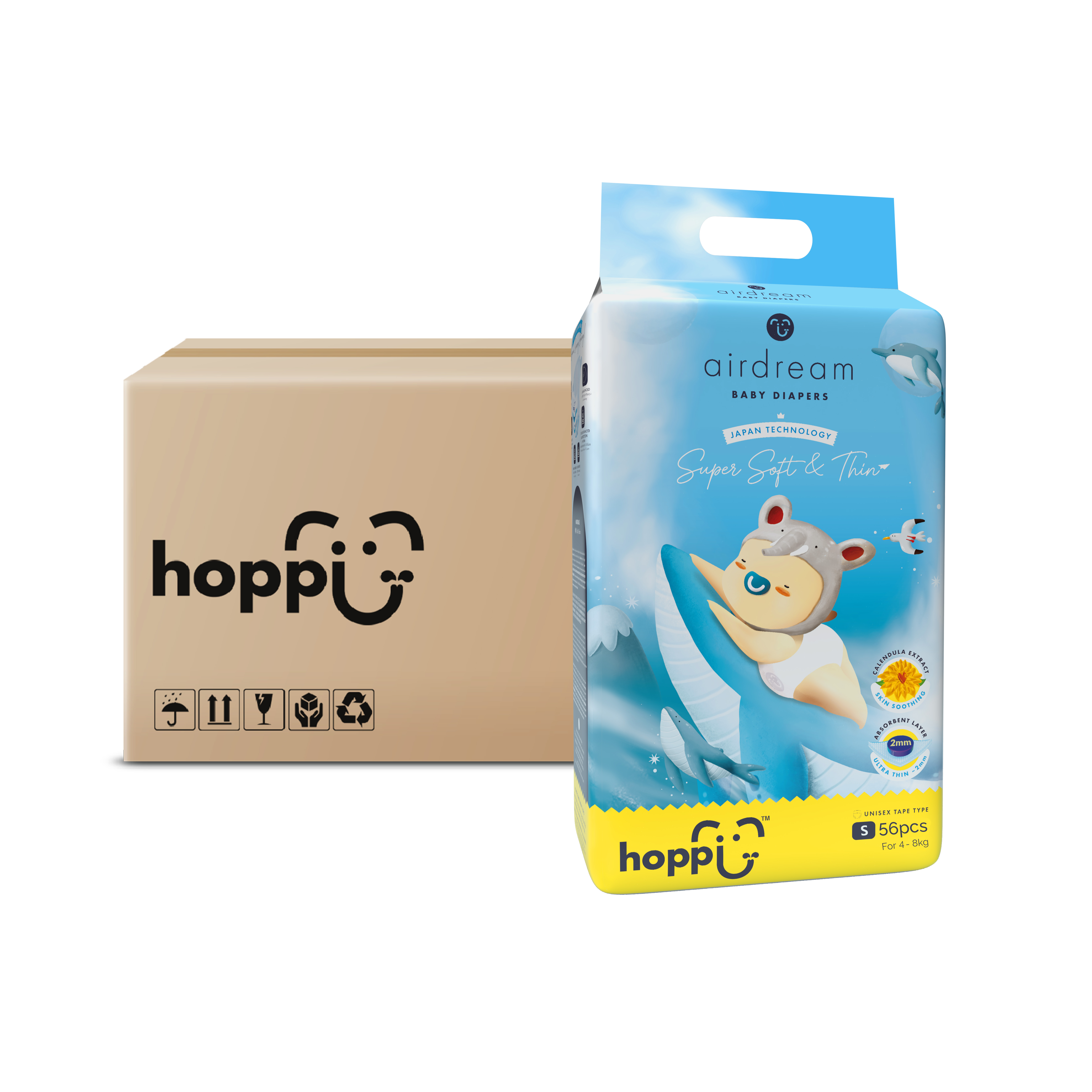 Hoppi AirDream Baby Diapers Tape S (4-8kg)