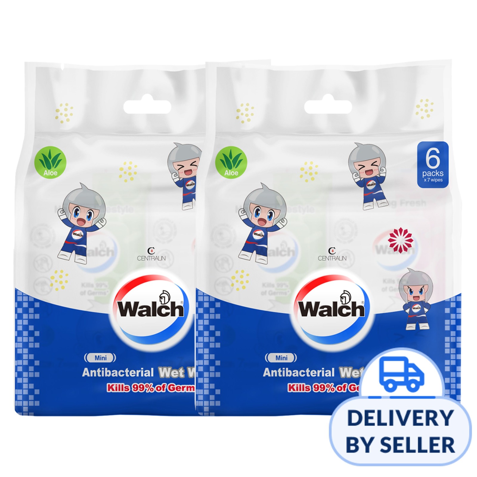 Walch Anti-bacterial Mini Wet Wipes - Aloe Bundle of 2 | NTUC