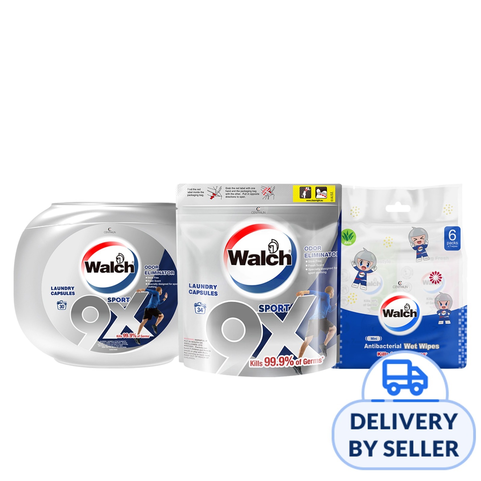 Walch 9x Laundry Capsules Sport Bundle (Free Hand Wash)