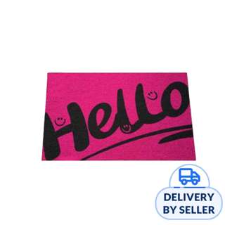 HOUZE Washable Non Slip Coil Mat - HELLO Hot Pink