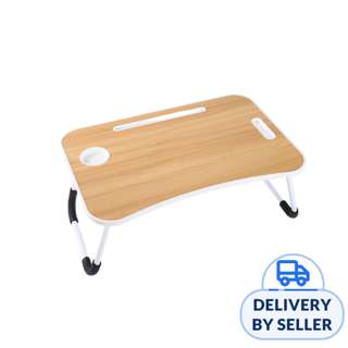 HOUZE Folding Laptop Table With Cup Holder - Pine