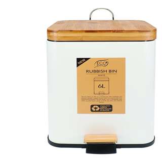 Eco Basics Rubbish Bin Square 6L - White Eco Basics Rubbish Bin Square 6L - White