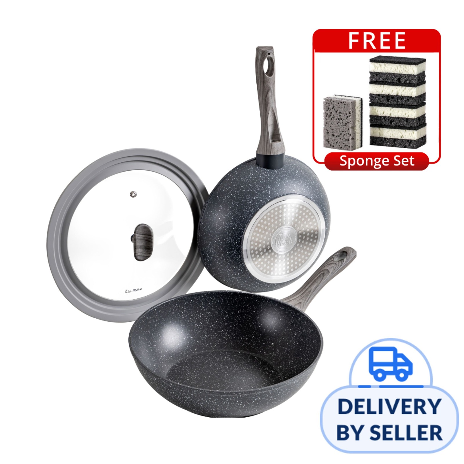 Table Matters-Everyday Chef 24cm Pan+28cm Pan+ Lid-Grey | NTUC FairPrice