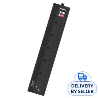 PowerPac 5Way Socket with 2xUSB-A & 2xUSB-C - (PP9225UBK)