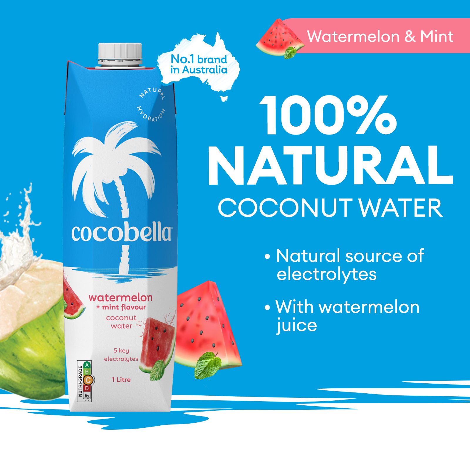 Cocobella Coconut Water - Watermelon Mint
