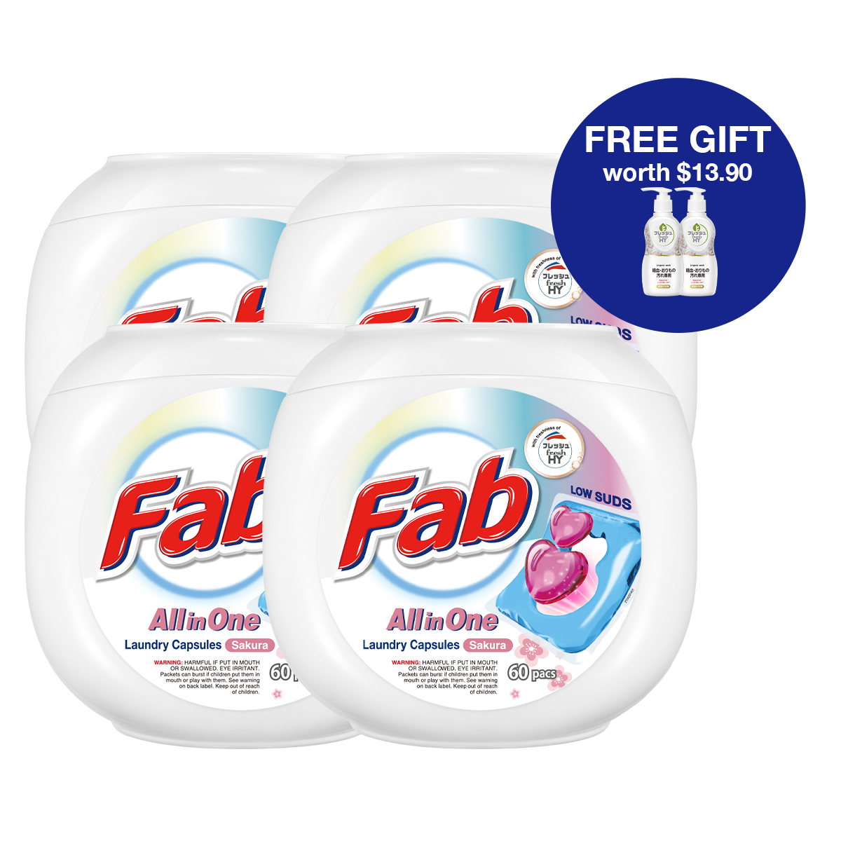 Fab Laundry Capsules Bundle Sakura (FREE Lingerie Wash) NTUC FairPrice