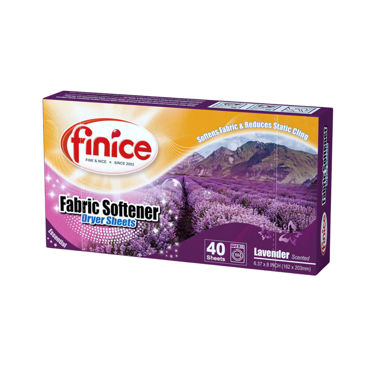 Finice Fabric Softener Dryer Sheet Lavender (162x203mm)