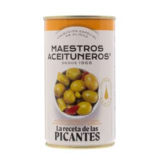 Maestros Aceituneros Picantes Olives with Oil & Green Pepper