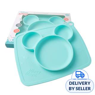 Disney Silicone Suction Plates Placemat With Spoon - Mickey