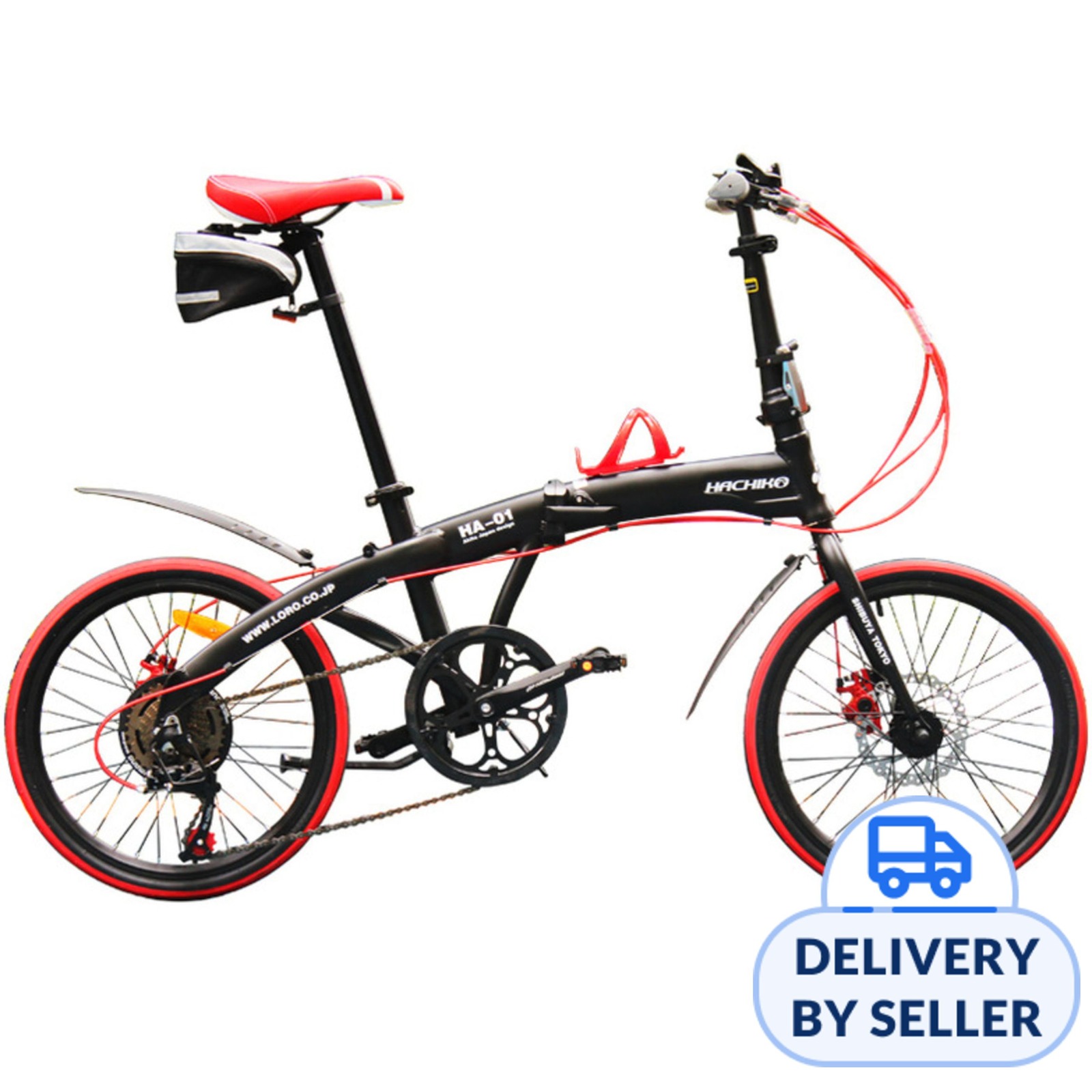 Hachiko HA-01 Aluminium Bike Black Red (Japan Brand) NTUC FairPrice
