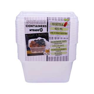 Disposable 420ml Square Plastic Food Container with Lid