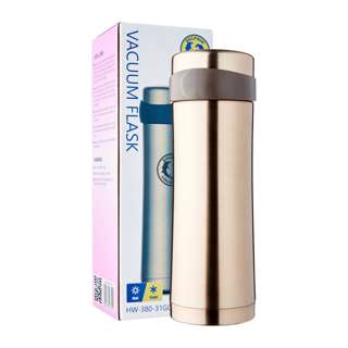 Stainless Steel Vacuum Flask with Strainer - Gold (380ml)