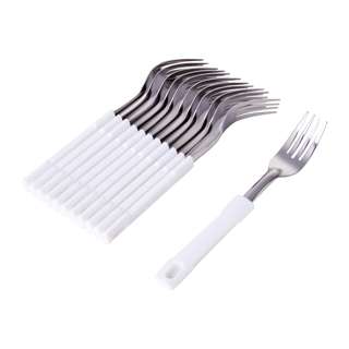 Poo Lee Stainless Steel Dessert Fork (White) 12Pcs Set