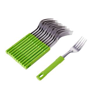 Poo Lee Stainless Steel Dessert Fork (Lime) 12Pcs Set