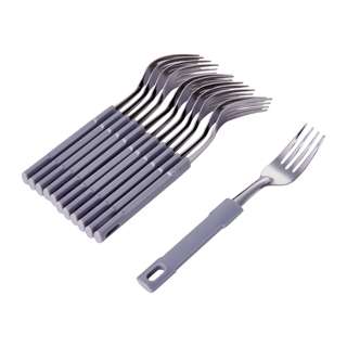 Poo Lee Stainless Steel Dessert Fork (Grey) 12 Pcs Set