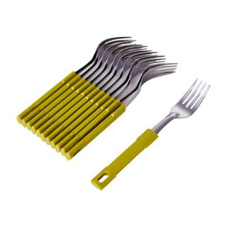 Poo Lee Stainless Steel Dessert Fork (Lemon Green) 12Pcs Set