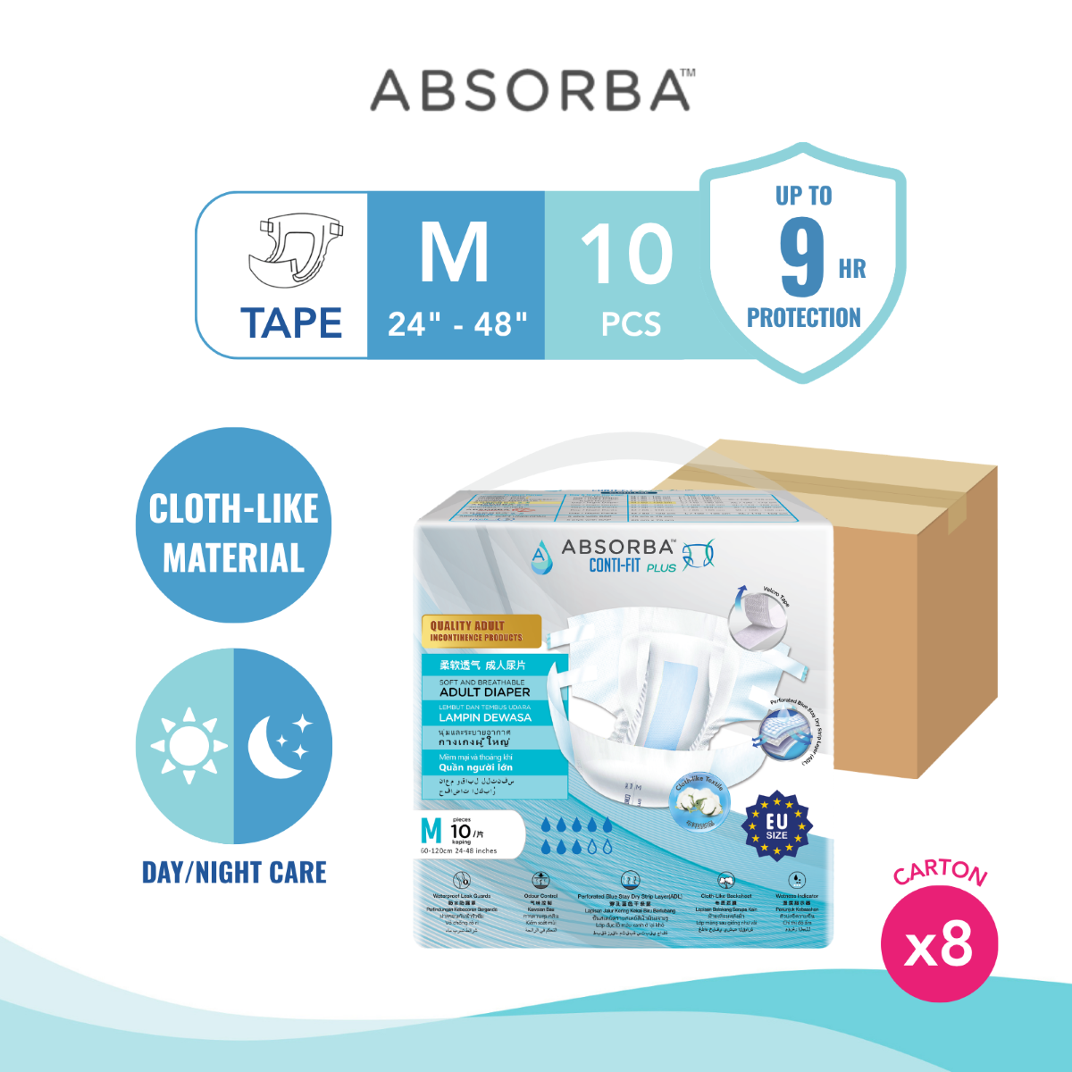 Absorba Conti Fit Plus Adult Diapers - M