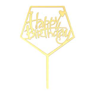 RedMan Arcylic Pick - Happy Birthday Pentagon Gold