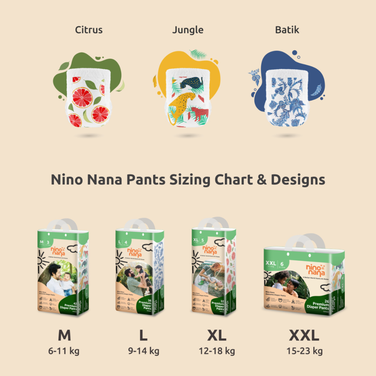 Nino Nana MegaCase Diaper Pants - Jungle XXL (15-23kg) | NTUC