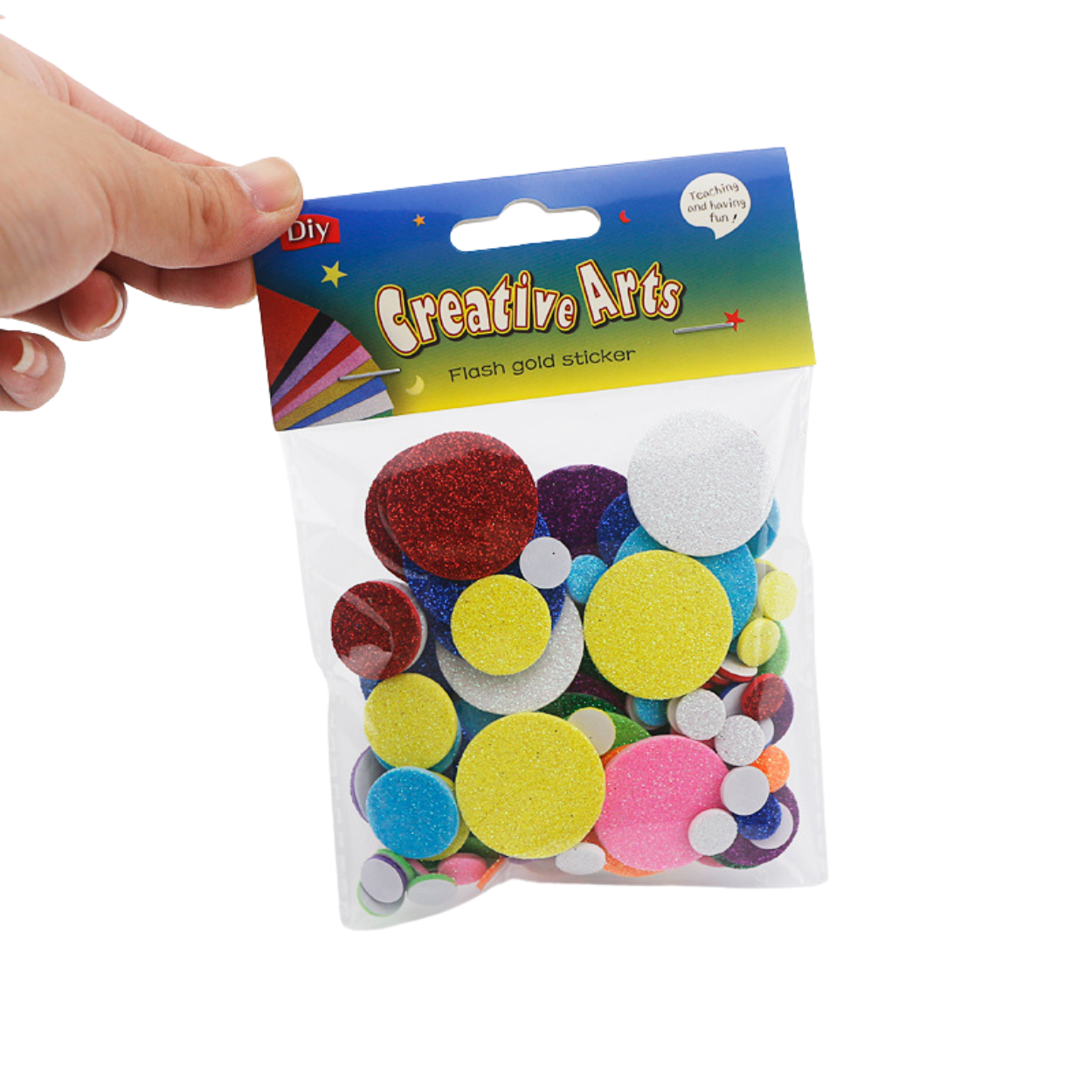 Creative Arts Flash Gold Sticker - Glitter Round