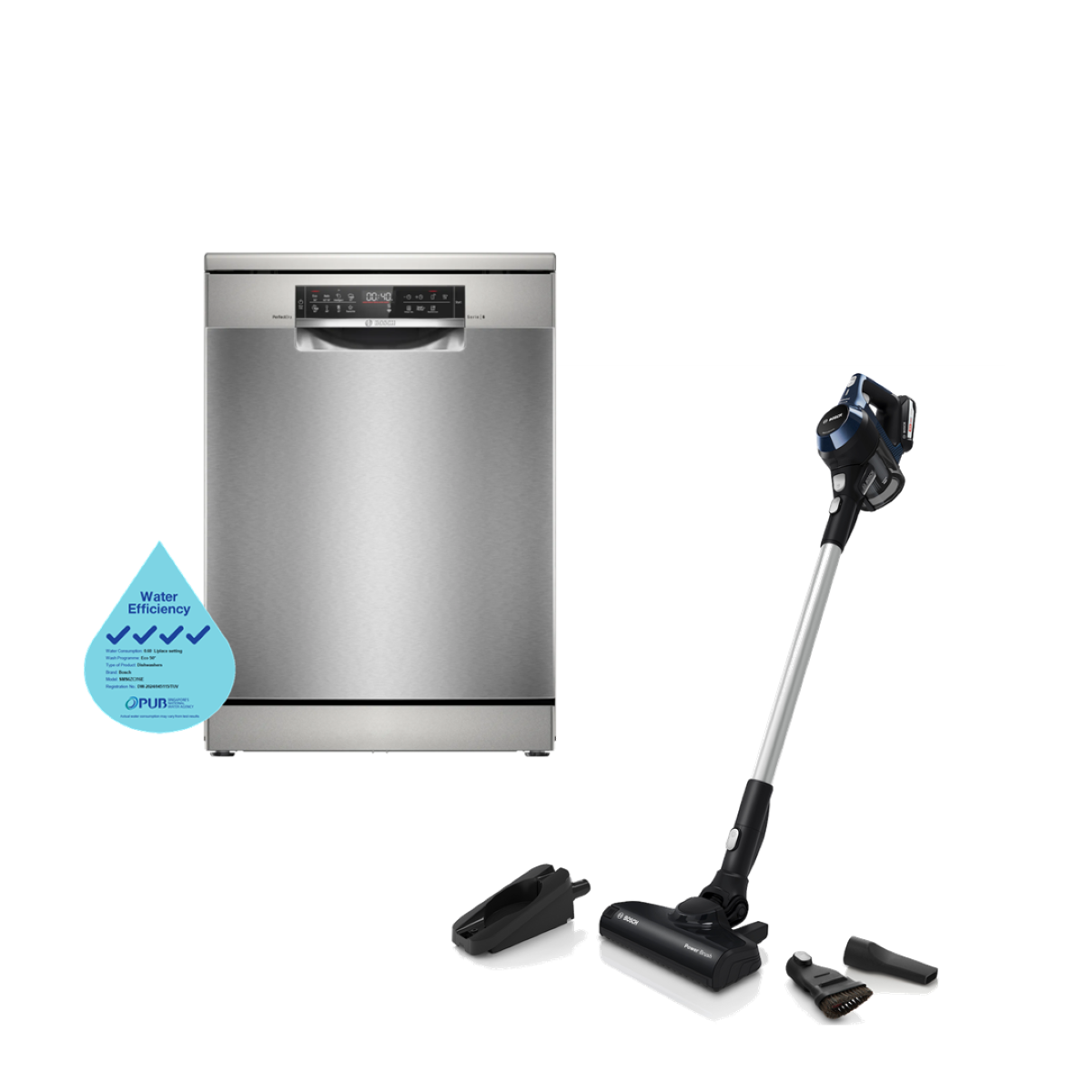 Bosch Dishwasher Freestanding 60cm + Handstick Vacuum Cleaner