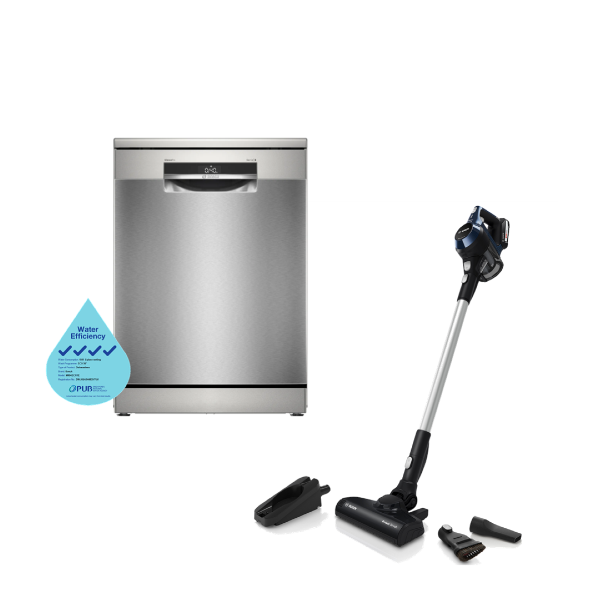 Bosch Dishwasher Freestanding 60cm + Handstick Vacuum Cleaner