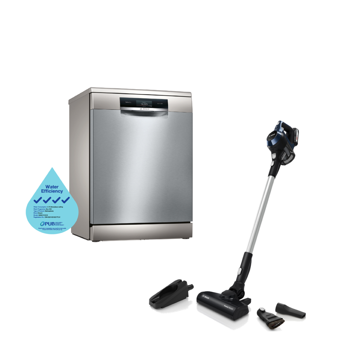 Bosch Dishwasher Freestanding 60cm + Handstick Vacuum Cleaner