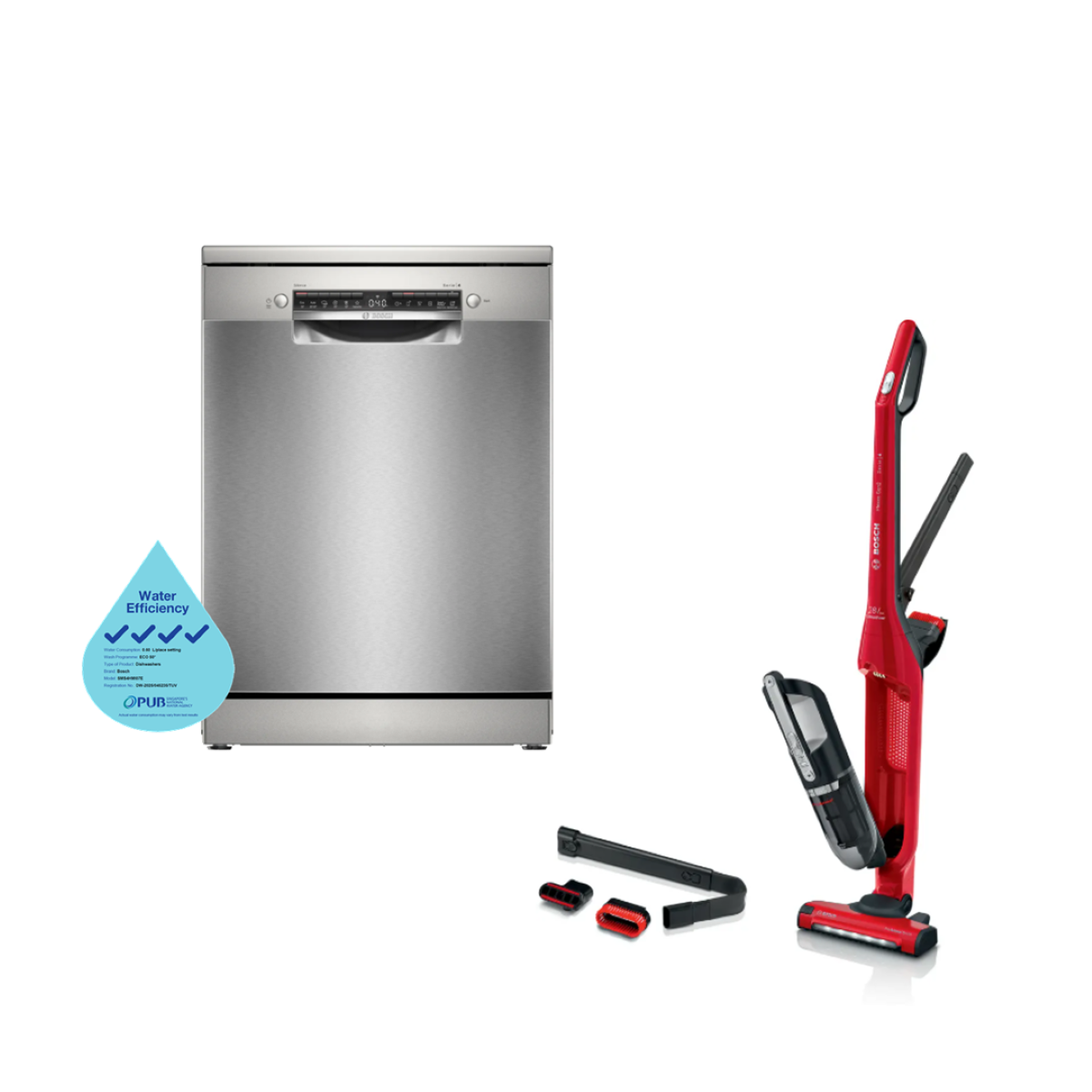 Bosch Dishwasher Freestanding 60cm + Handstick Vacuum Cleaner