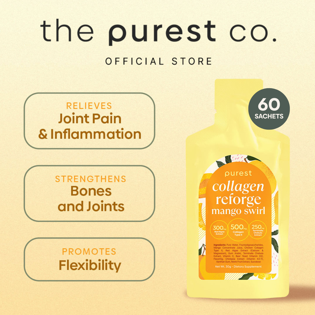 The Purest Co Collagen Reforge Mango Swirl