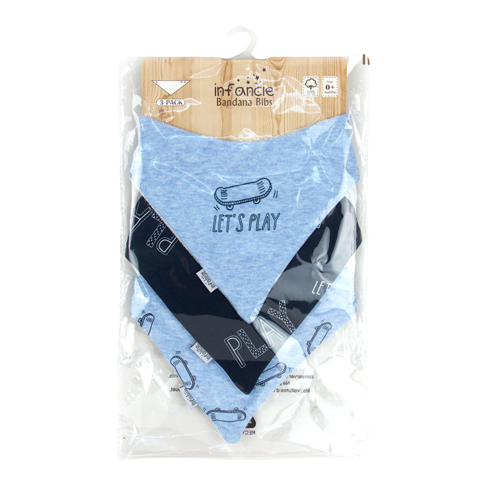 Infancie Cotton Baby Bandana Bib Set - Navy Skateboard
