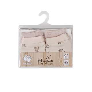100% Cotton Newborn Baby Mittens Set - Beige, Bunny