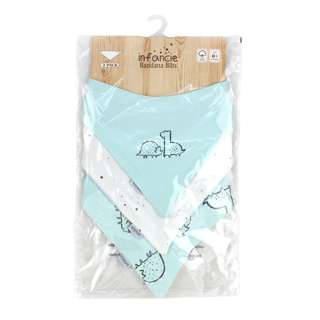 Infancie Cotton Baby Bandana Bib Set - White/Mint Dino
