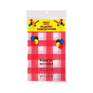 Disposable Round Tablecloth - Red White