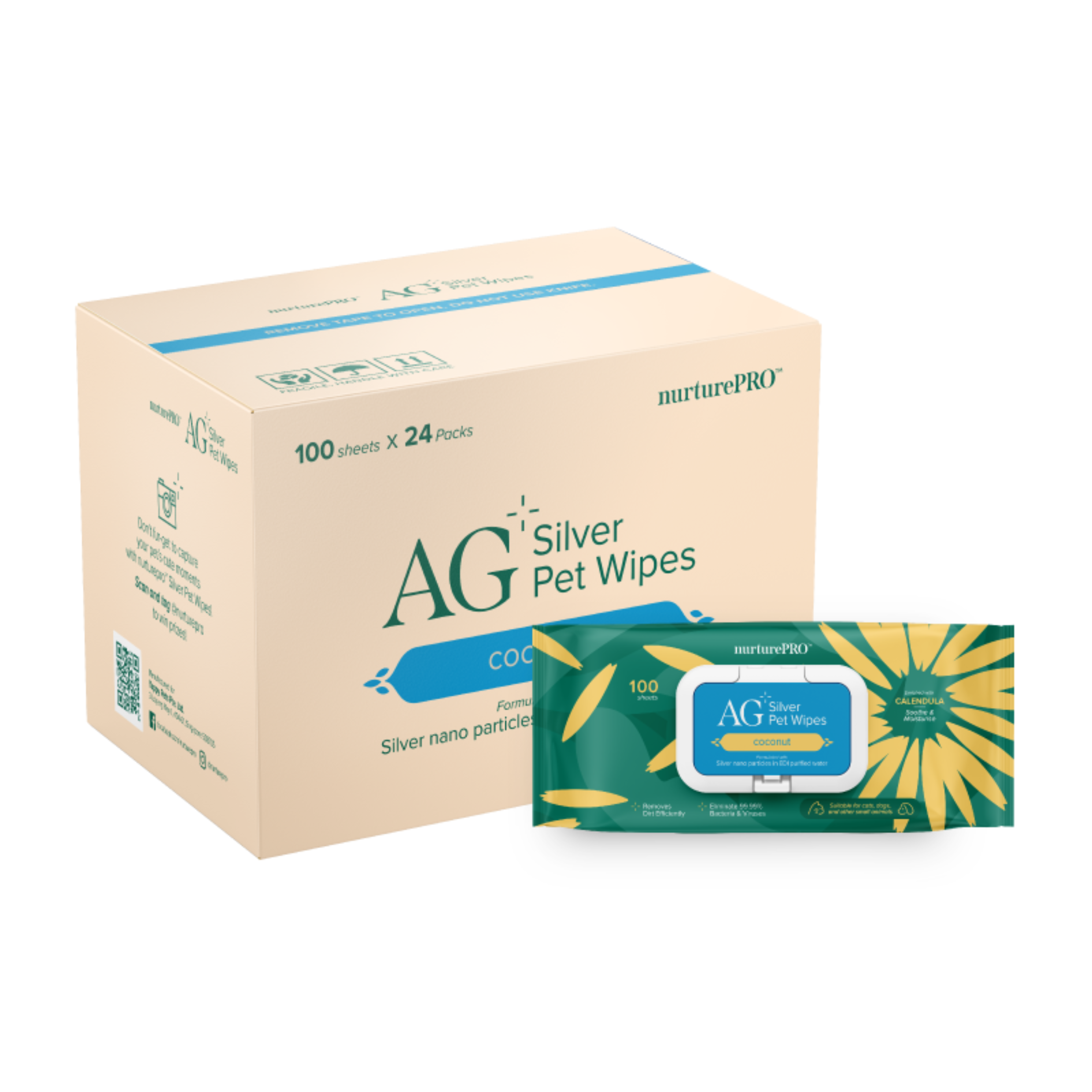 Nurture Pro AG Silver Pet Wipes - Coconut