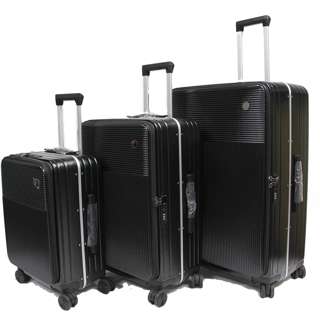 20+24+28in Aluminium Frame Luggage Front Opening - Black