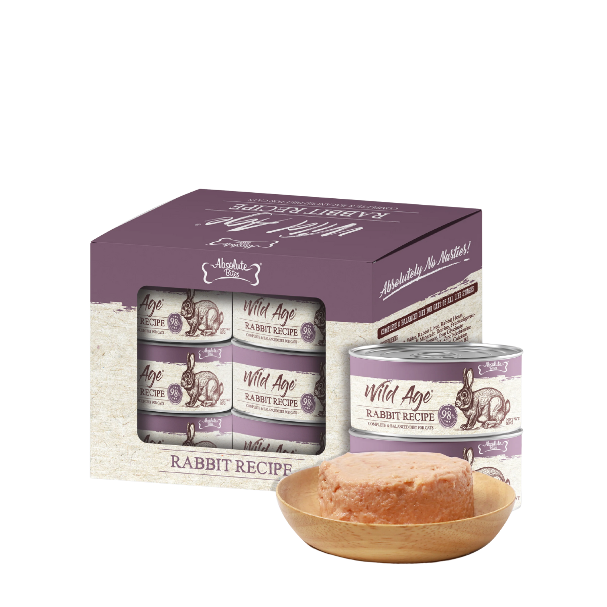 Absolute Bites Wild Age Canned Food for Cats - Rabbit Recipe