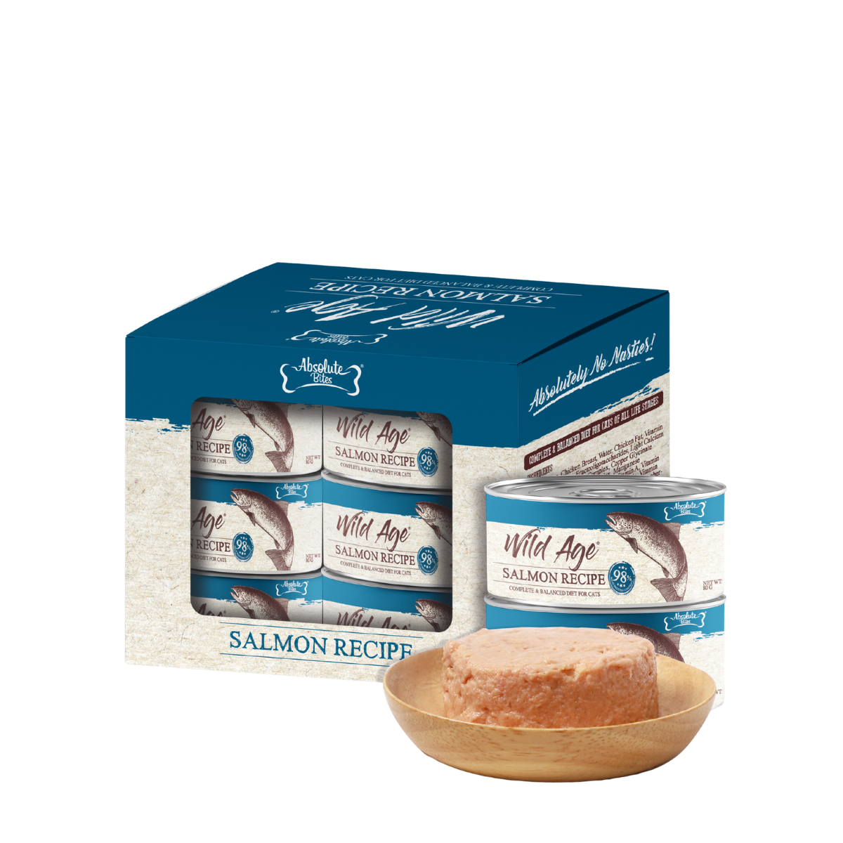 Absolute Bites Wild Age Canned Food for Cats - Salmon Recipe Absolute Bites Wild Age Canned Food for Cats - Salmon Recipe