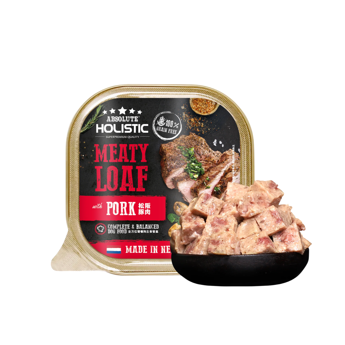 Absolute Holistic Meaty Loaf Wet Tray Food For Dog - Pork