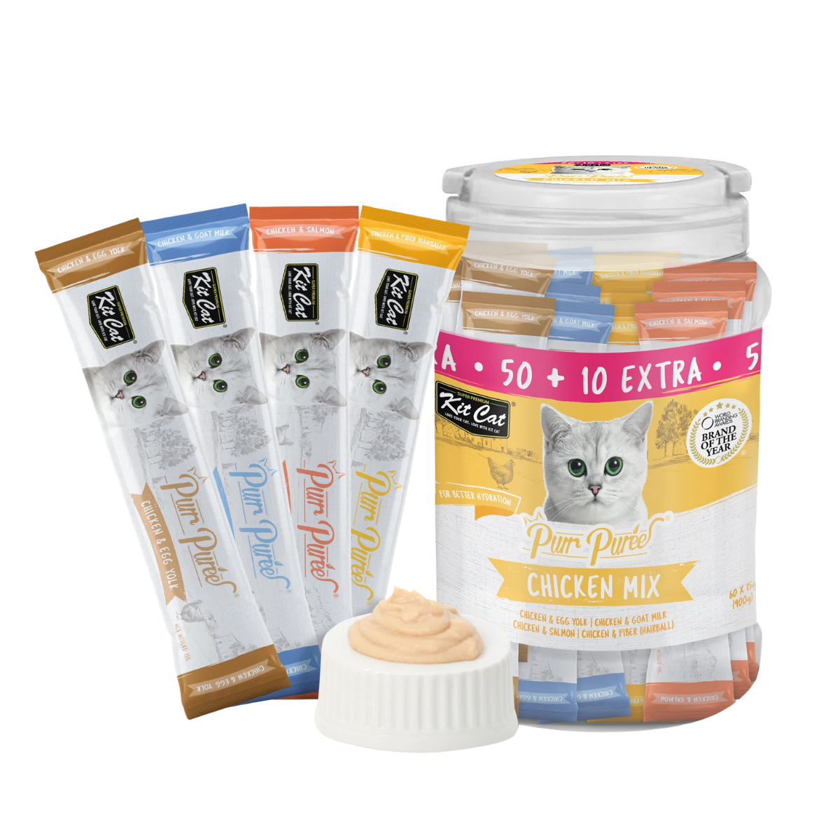 Kit Cat Purr Puree Liquid Treats for Cats - Chicken Mix Kit Cat Purr Puree Liquid Treats for Cats - Chicken Mix