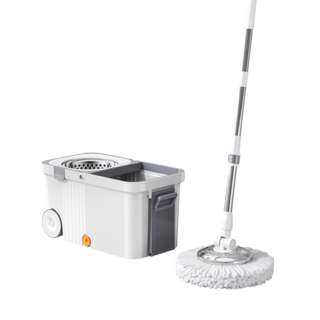 Self Twisting Water Rotating Mop With Bucket - Grey
