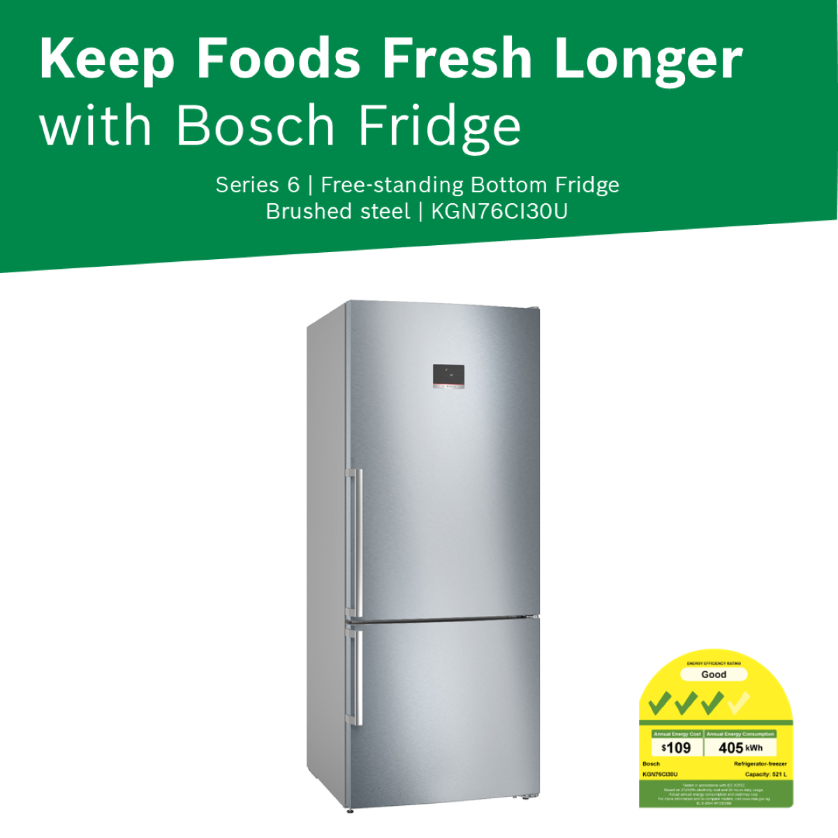 Bosch KGN76CI30U Bottom Freezer
